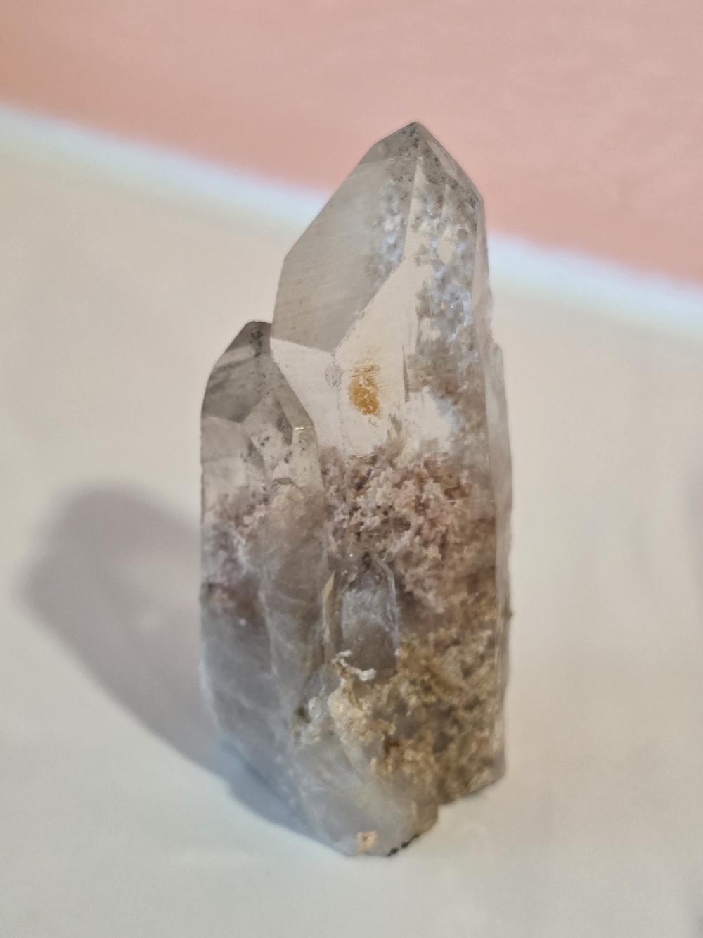Vintage Clear Quartz Point with White and Tan Accents
